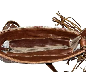 Myra Bag Brown Hand Tooled Tassels Crossbody Handbag Clutch Purse thumbnail 7