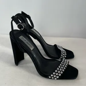 Steve Madden Popular Studded Square Toe Heeled Sandal‎ in Black Size 8 thumbnail 2