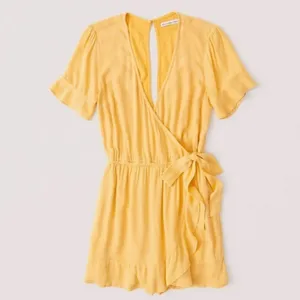 Abercrombie & Fitch Yellow and White‎ Polka Dot Romper thumbnail 2