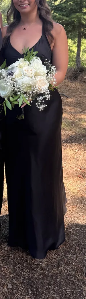 Show Me Your Mumu Anderson Dress Black Maxi Luxe Satin thumbnail 4