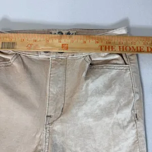 We The Free Beige Metallic Pants Size 24 Straight Leg Velvet-Like Texture thumbnail 10
