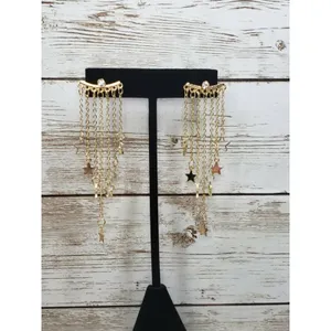 Star Cascading Stud Earrings Gold Tone - Brand New thumbnail 2