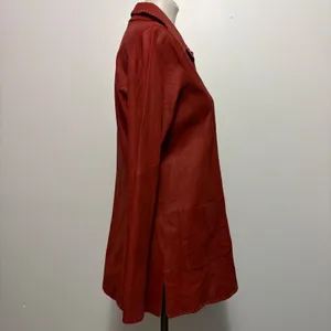 Scully Leather Shirt Jacket M Red Whipstitch Western Boho Snap Front Jacket 90s thumbnail 4