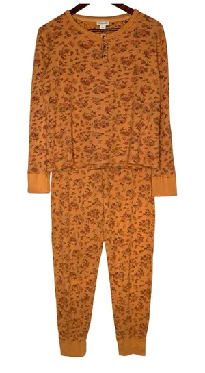 Sundance Women's Thermal Knit Pajamas Set Size Small Floral Long Sleeves thumbnail 1