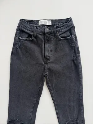 Abercrombie & Fitch Distressed Jeans- The Ankle Straight Ultra High Rise - Sz 00 thumbnail 2