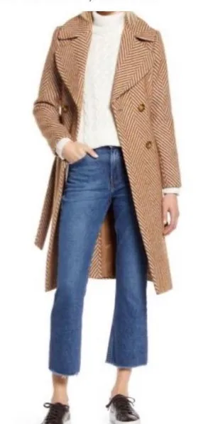 Halogen Atlantic x Pacific Herringbone Belted Coat thumbnail 1