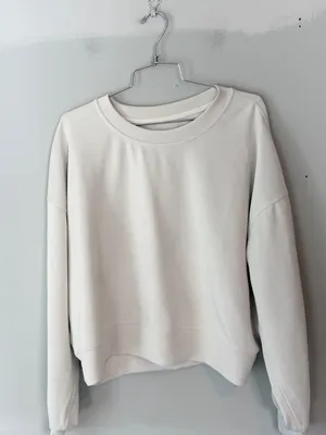 Lululemon Perfectly Oversized Cropped Crew Sweatshirt Bone 12 thumbnail 2