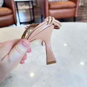 Marc Fisher Davia Leather Strappy Heeled Sandal in Light Brown Women's Size 8 thumbnail 5