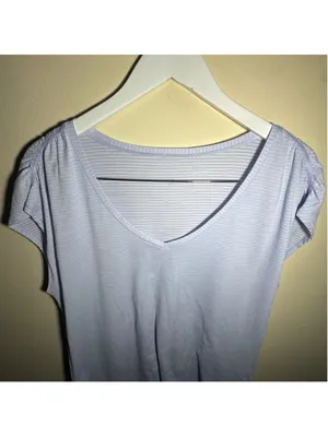 Lululemon Cool Breeze Sweat Times Short Sleeve V-Neck Tee, Light Blue PTP 21” thumbnail 5