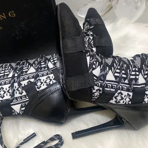 Stiletto Bootie Size 7.5 - Color- Black- White thumbnail 6