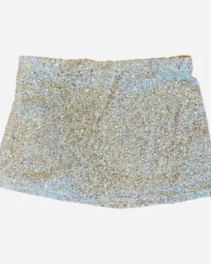 12th Tribe Micro Sequin Mini Skirt Pull On Lined M Silver thumbnail 6