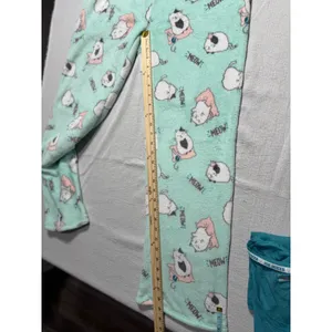 Joe Boxer Women's Pajama Set XL Teal Long Sleeve Top Mint Green Cat Fleece Pants thumbnail 10
