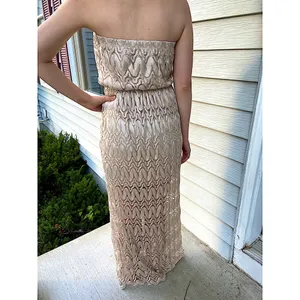 Forever 21 Champagne Lace Strapless Maxi Dress thumbnail 2