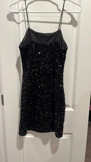 H&M Sequin Mini Dress Black thumbnail 4