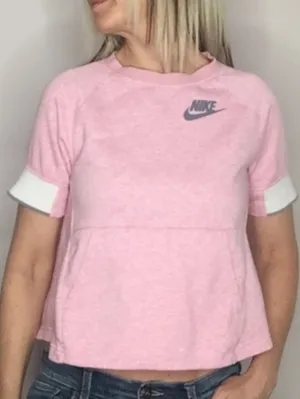 NIKE Pink Short Sleeve Kangaroo Pocket Pullover Women's Size M thumbnail 2