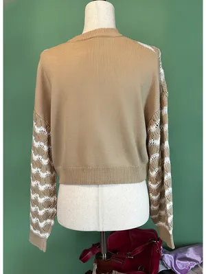 H&M Divided Beige and White Knit Sweater Size S thumbnail 2