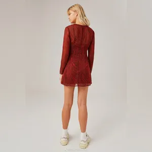 Dark Merlot Zebra Mini Dress Region | The Fifth Label thumbnail 4