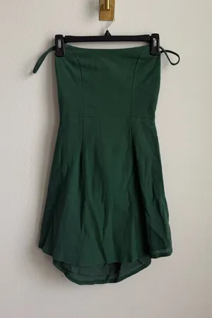 Oh Polly Dark Green Strappy Back Cotton Mini Dress Size 8 thumbnail 1