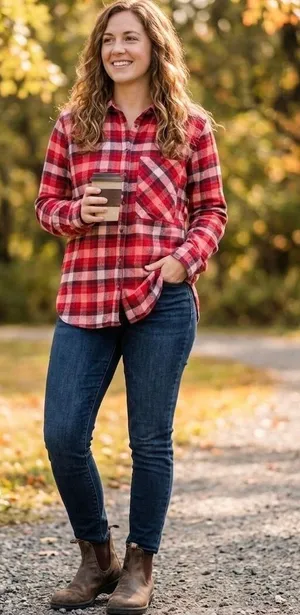 Womens XS Aerie Oversized Button Down Red Plaid Flannel Shirt thumbnail 1