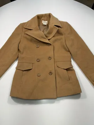 Banana Republic Cashmere and Wool Blend Tan Double-Breasted Pea Coat Size Small thumbnail 2