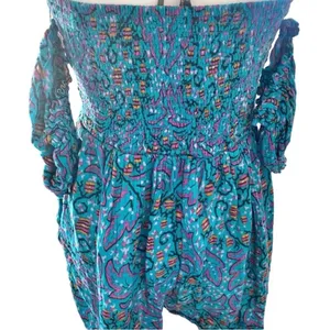 Anthropologie The Nixie Turquoise Floral Romper size‎ S thumbnail 4