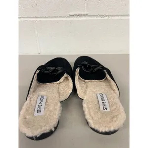 Steve Madden sz8 black Cally Faux Shearling Lined Mule chain thumbnail 3