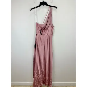 Lulus Signature Elegance Rose Satin One Shoulder Maxi Dress Formal Large NWT thumbnail 9