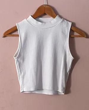 Supré White Mock Neck Crop Top Size S thumbnail 1
