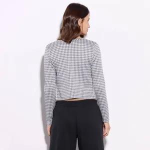 Wild Fable NWT Gingham Cropped‎ Cardigan Sweater Small Gray & White Button Down thumbnail 2