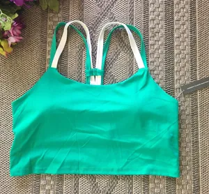 NWT Green Strappy Sports Bra Crop Top Size XL thumbnail 1