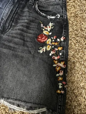 Abercrombie black Jean skirt with floral detail thumbnail 4