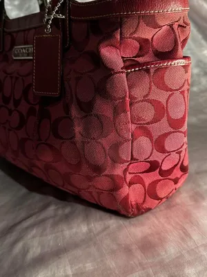 RARE Vintage Y2K Coach Signature Burgundy Tote and Matching Wallet thumbnail 3