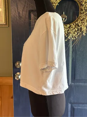 Nike White Cropped Oversized Swoosh Tee size Small thumbnail 3