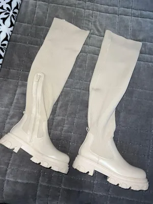 Simmi London Brand New Beige Over The Knee Boots thumbnail 2