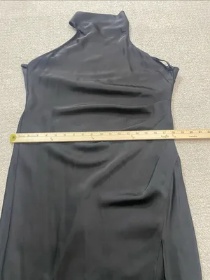 Hello Molly Black Halter Satin Maxi Dress with Side Slit Size L US8 thumbnail 13