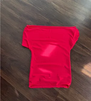Danielle Guizio That’s All Vintage Handmade Off the Shoulder Red Top thumbnail 2