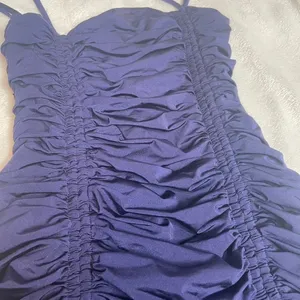 Tiger Mist Navy Blue Ruched‎ Bodycon Mini Dress with Drawstring Slit Size S thumbnail 3