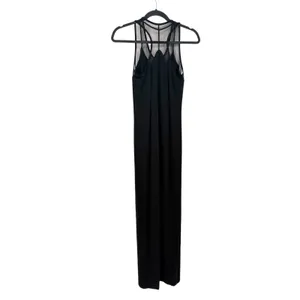 Anatomie Maxi Dress Mesh Panel Sleeveless M Black Italian Luxury Travel Slit thumbnail 7