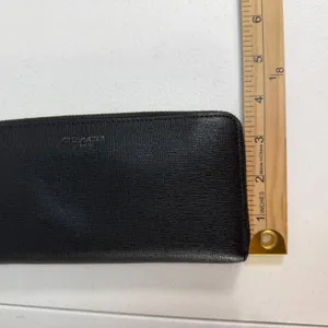 Coach Wallet Saffiano Accordion Black‎ Zip Crossgrain Leather Gold Tone Hardware thumbnail 12