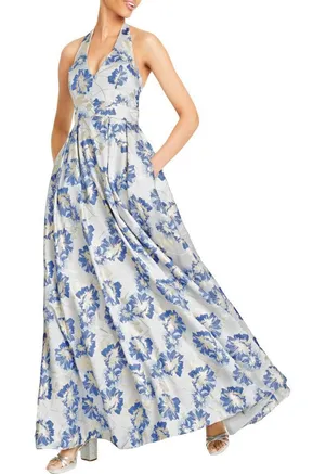 Speechless Blue‎ Metallic Halter Evening Formal Dress Gown Size 0 New with Tags thumbnail 1