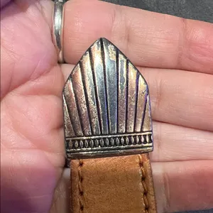 Vintage 1991 Brighton beaded western brown leather belt Aztec diamond pattern 30 thumbnail 8