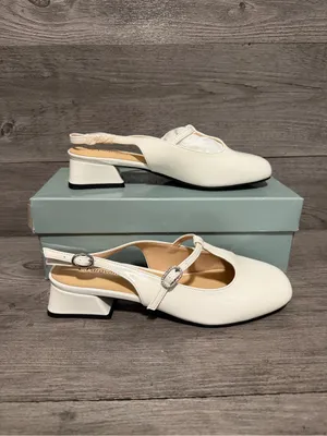 C.Paravano T-Strap Slingback Mary Jane Nina Size 38 White thumbnail 7