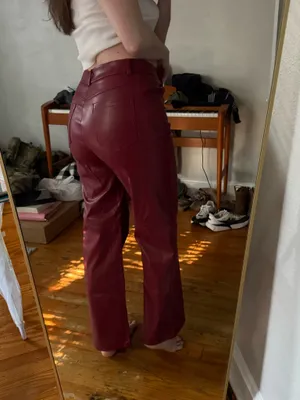 SHEIN Burgundy Faux Leather Pants thumbnail 3