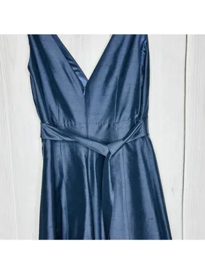 Jenny Yoo Silk Chiffon Navy Blue Gown Formal Evening Dress Sleeveless Sz 0 thumbnail 8