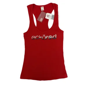 Ecko Red Y2K Ribbed Beater Sequence‎ Tank Top Size Small Red Cotton thumbnail 14