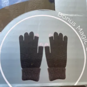 Memory Foam Slipper Boots Set With Gloves Gift Set Gray thumbnail 4