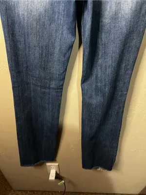 Risen High Rise Distressed Raw Hem Long Inseam Straight Leg Denim Jeans thumbnail 9