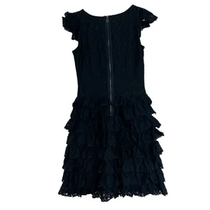 Guess Lace Tiered Ruffle Mini Dress Witchy Black V-Neck Whimsigoth Witchy Size S thumbnail 5