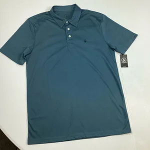 Volcom Blue Banger Short Sleeve Polo Shirt Size Small NEW! Retail $42 thumbnail 1