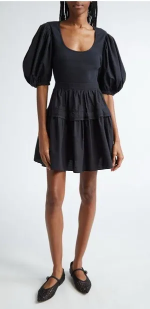 New! Ulla Johnson Tilda Mixed Media‎ Minidress in Black Sz Medium $390 thumbnail 1